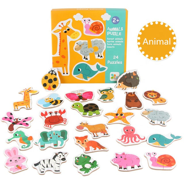 24 Pcs Animal Puzzle Box Set