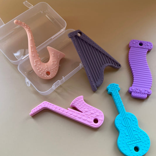 5pc Silicone Musical Instrument Teether with Case