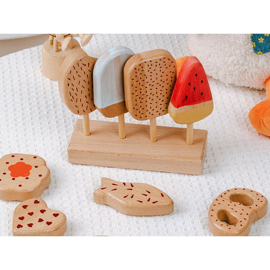 Wooden Popsicle & Cookie Play Set Pretend Play