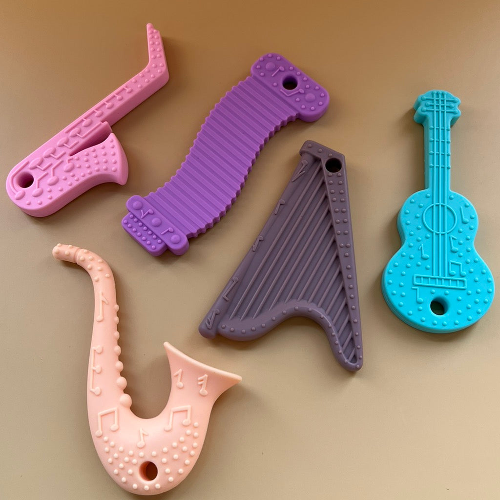 5pc Silicone Musical Instrument Teether with Case