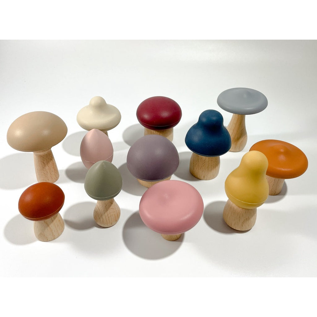 Mushroom Silicone and Wooden Play Set