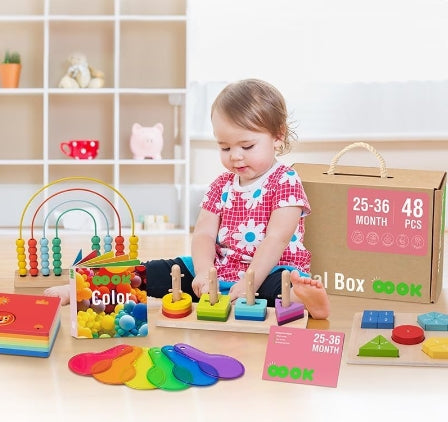 Tookyland 48pcs Montessori Educational Toy Box Play Kit Set