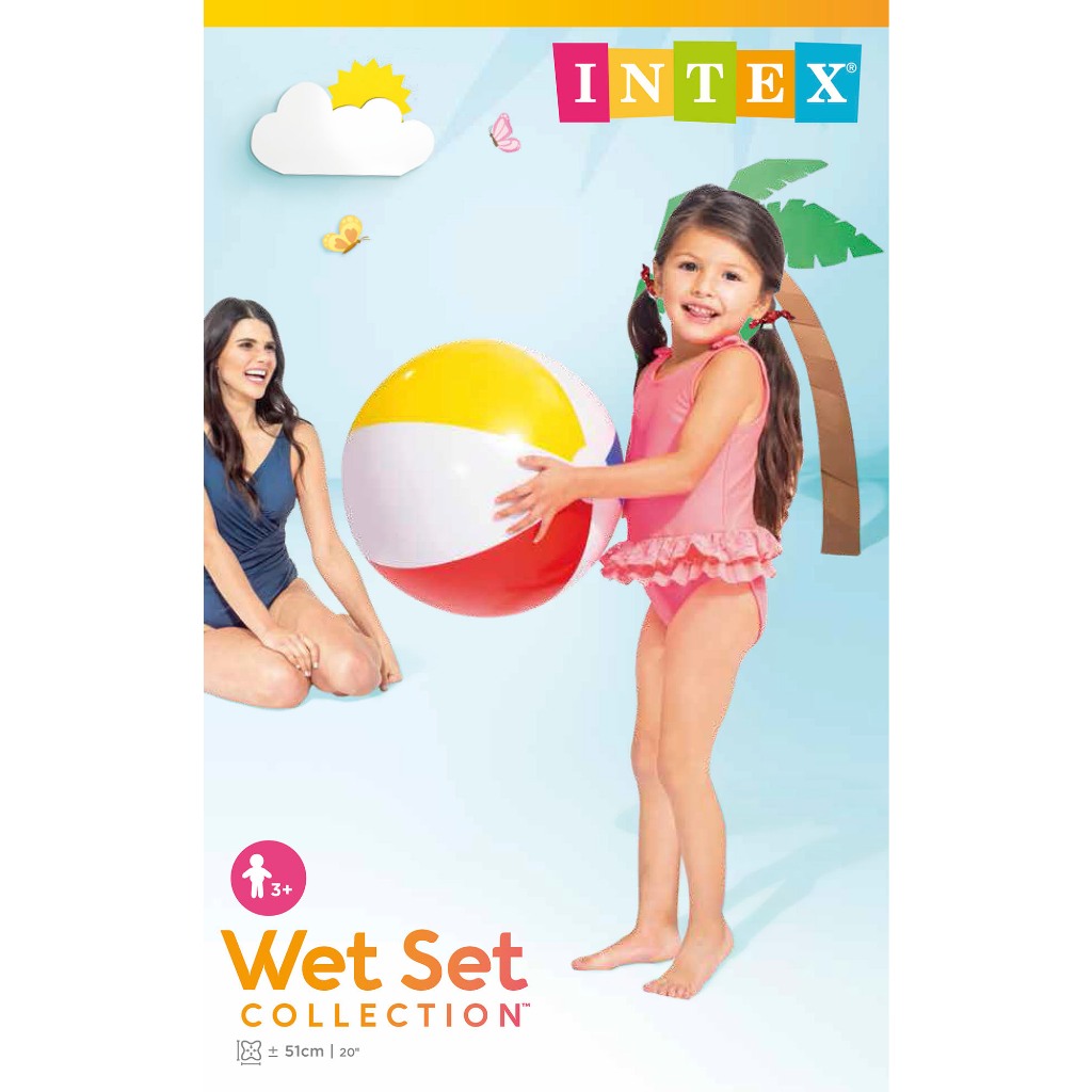 Intex Glossy Panel Ball, 20 inches, Inflatable Colorful Pool and Beach Toy