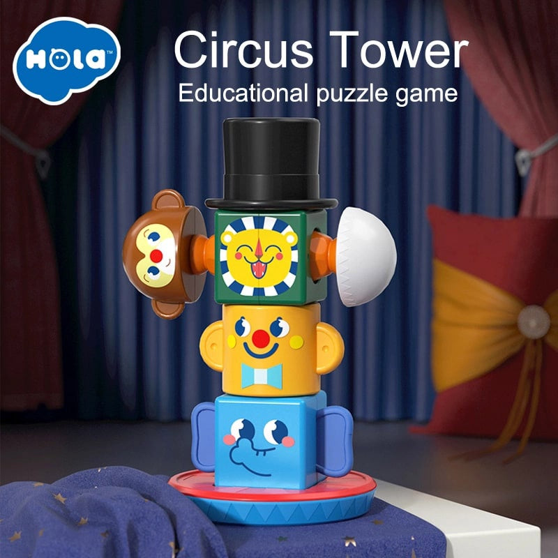 Circus Tower, Montessori Style, Educational Interactive Toy