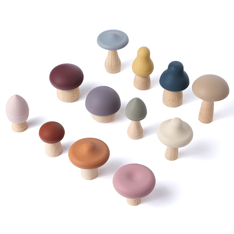 Mushroom Silicone and Wooden Play Set