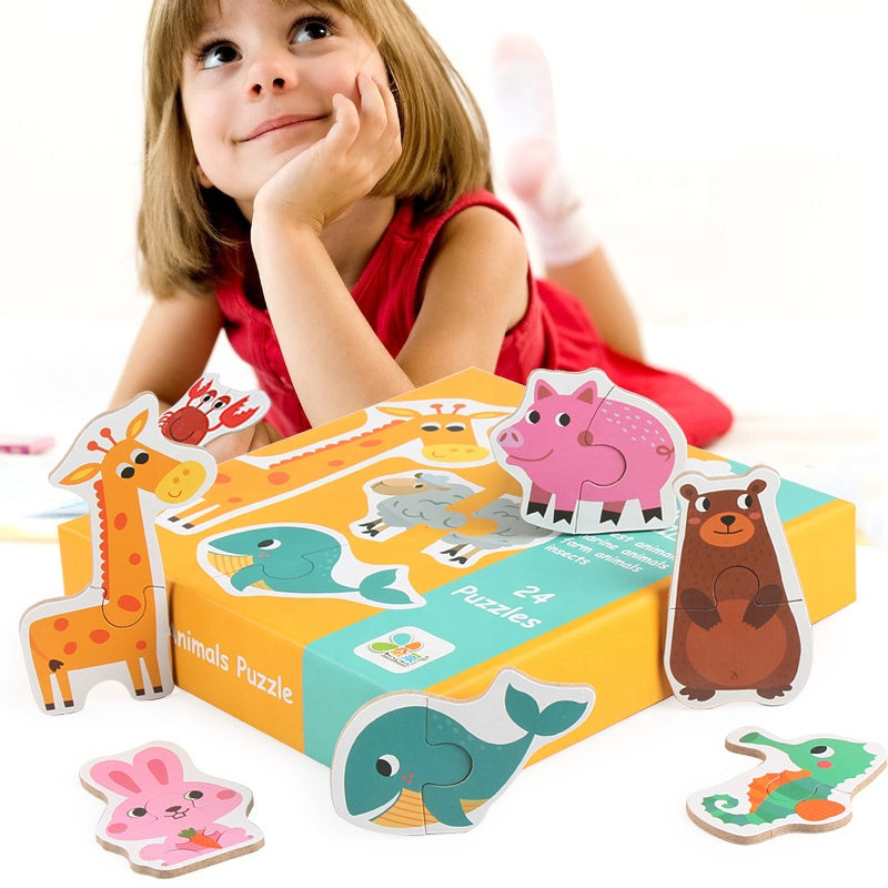 24 Pcs Animal Puzzle Box Set