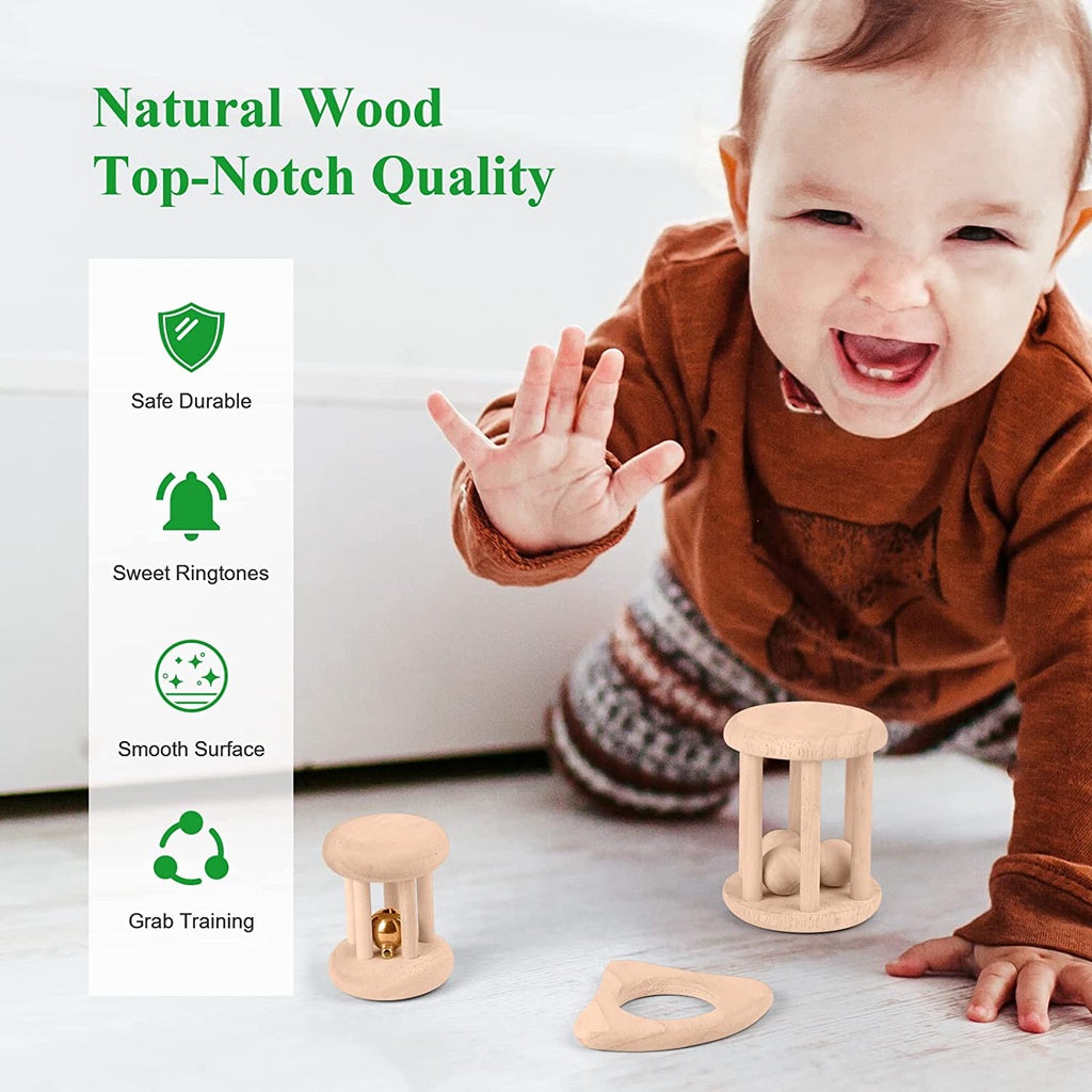 4pc Wooden Rattle and Teether Set