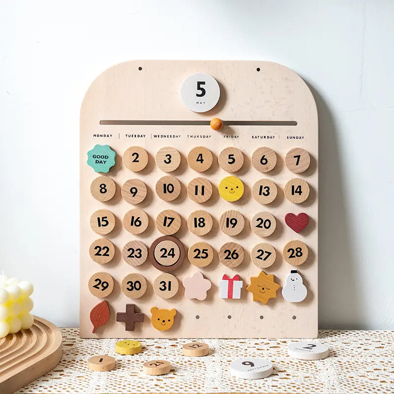 Wooden Toddler Kids Calendar, Pretend Play