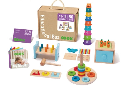 Tookyland 60pcs Montessori Educational Toy Box Play Kit Set Toddler 13-18 months