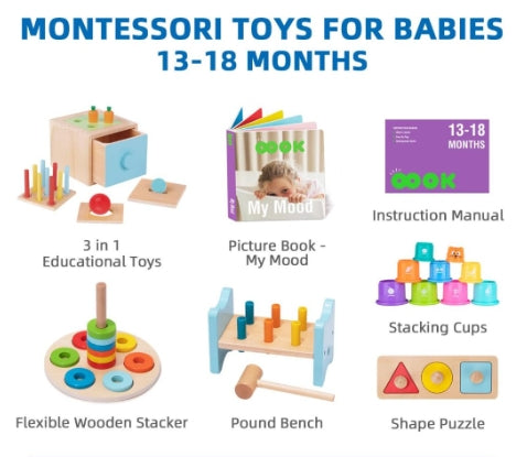 Tookyland 60pcs Montessori Educational Toy Box Play Kit Set