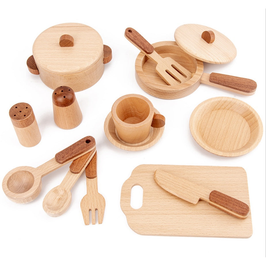 15pc Wooden Kitchen Cooking Utensils