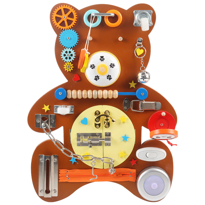 Premium Wooden Bear Busy Board Toy