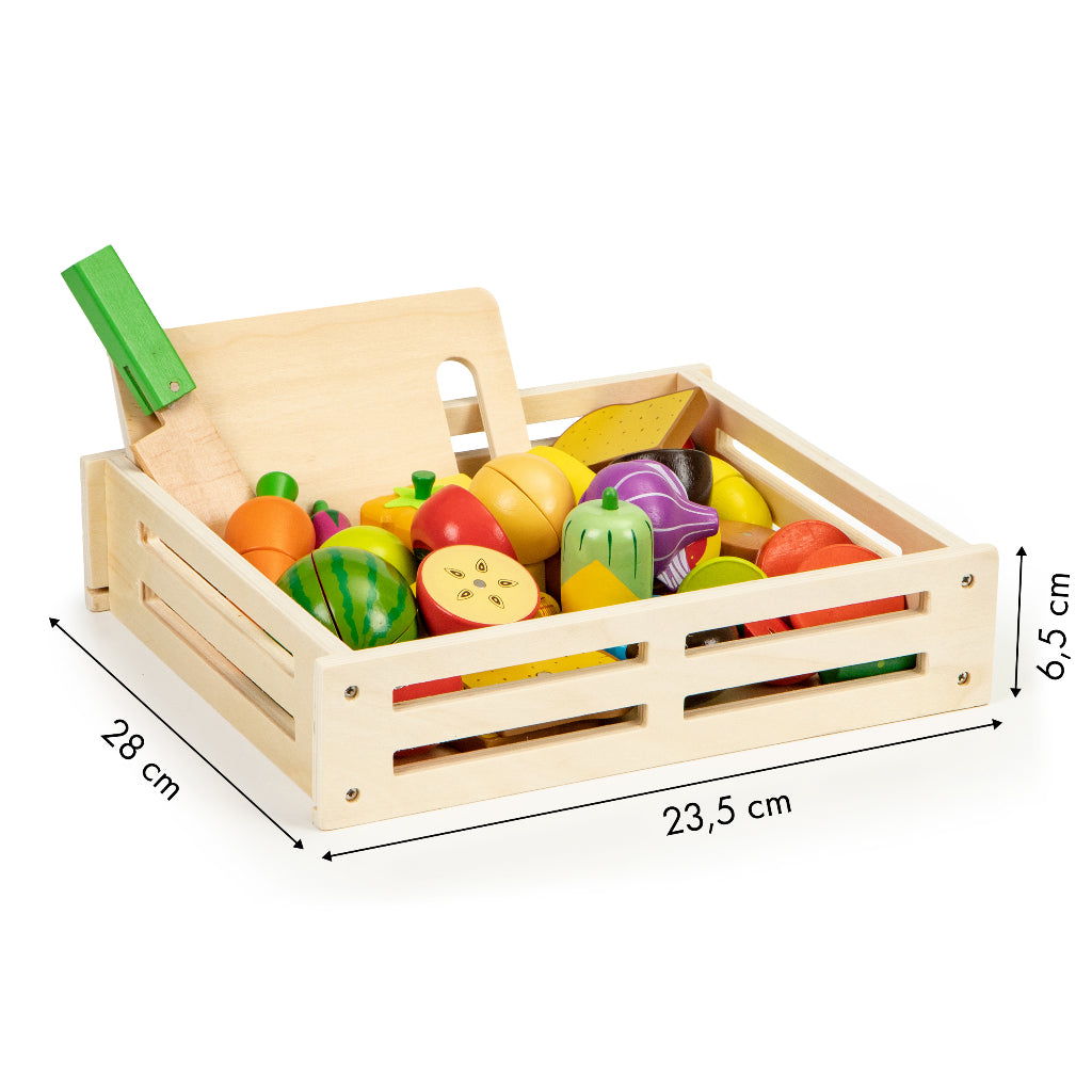 Wooden Vegetables and Fruits Magnetic Cutting Toy with Storage Crate