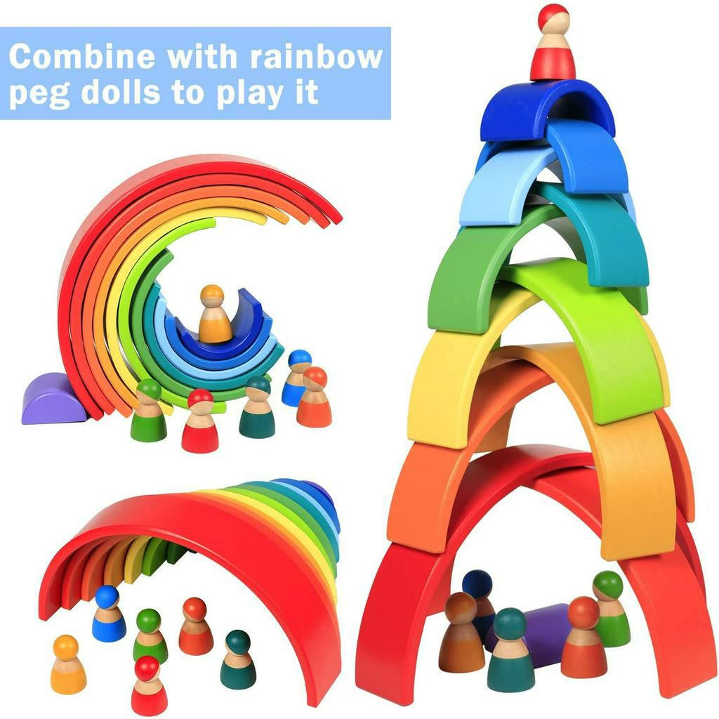 Wooden XL Giant Rainbow Stacking Toy