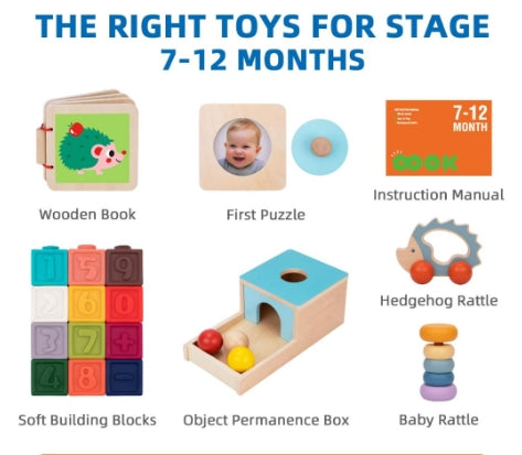Tookyland 22pcs Montessori Educational Toy Box Play Kit Set for Infant 7-12 months