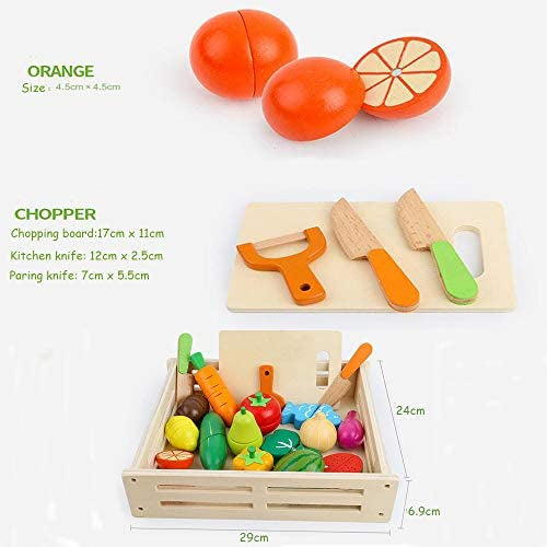 Wooden Vegetables and Fruits Magnetic Cutting Toy with Storage Crate