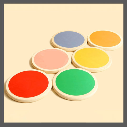 6pc Wooden Mini Colorful Stepping Stones