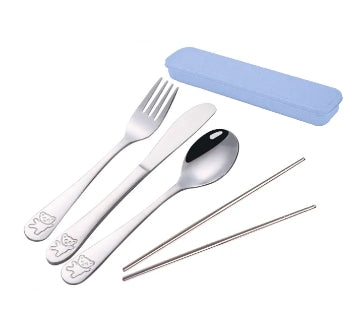 Kiddie Bear Stainless Steel Utensil Set with Storage Case