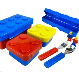 Build and Stack Lego Bento Lunchbox Set for Toddlers and Kids, BPA Free, Travel, School