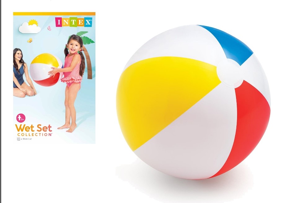 Intex Glossy Panel Ball, 20 inches, Inflatable Colorful Pool and Beach Toy