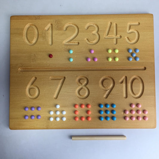 Wooden Number Tracing Board with Counting Beads