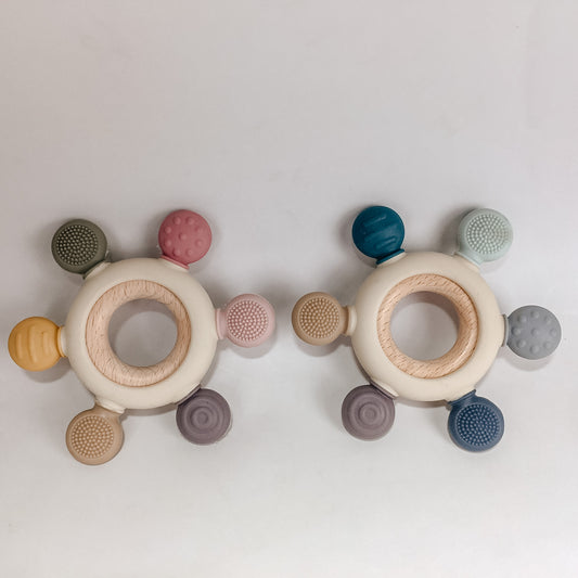 Silicone and Wood Teether Ring