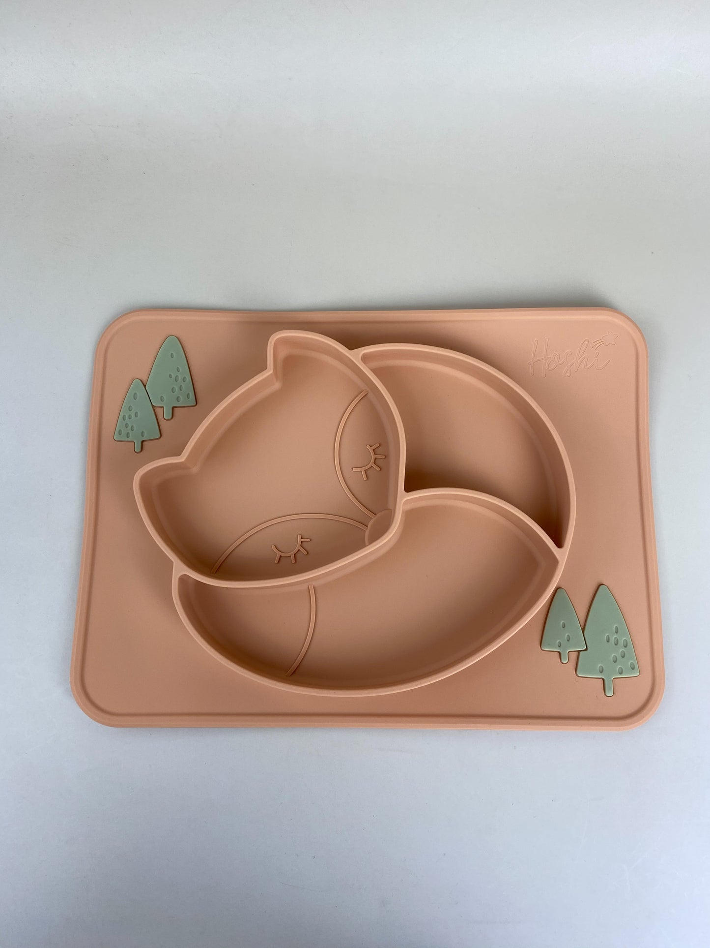 Silicone Feeding Placemat Fox Design with Spoon & Fork