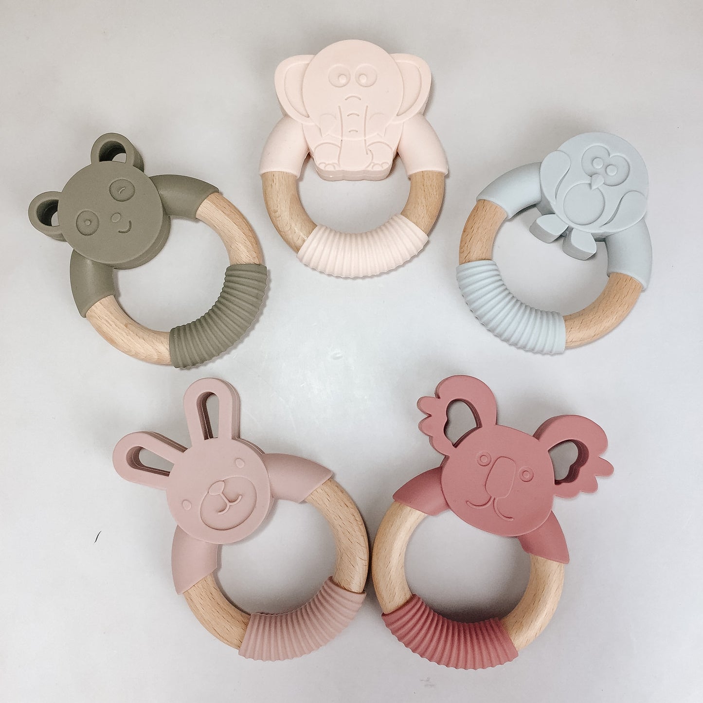 Silicone and Wood Animal Teether
