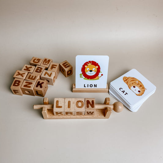 Wooden Alphabet Spin and Read Blocks