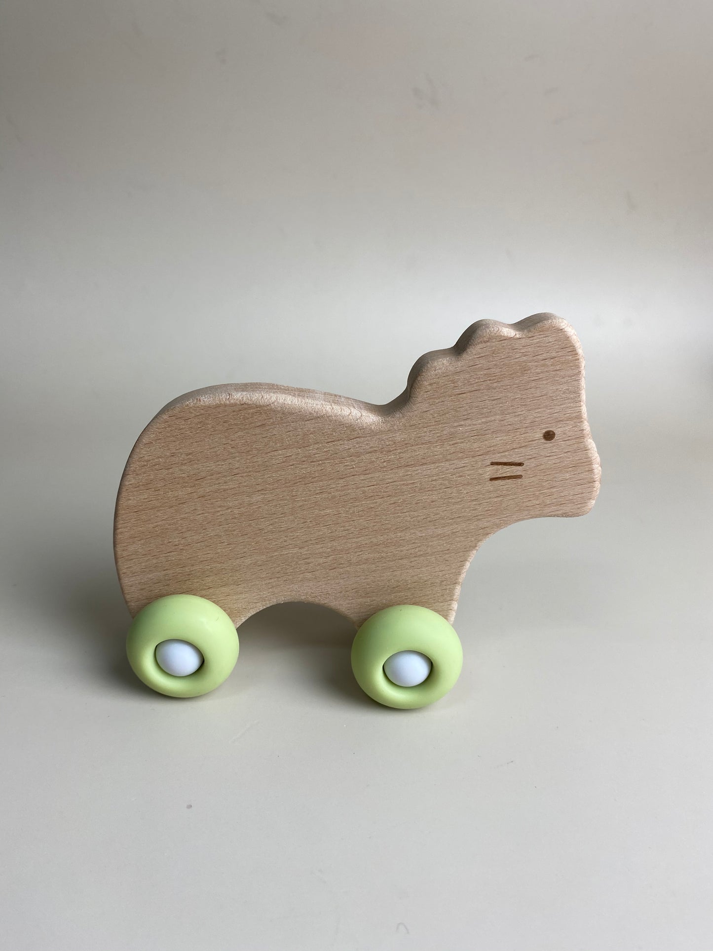 Wooden and Silicone Animal Wheelie Toy