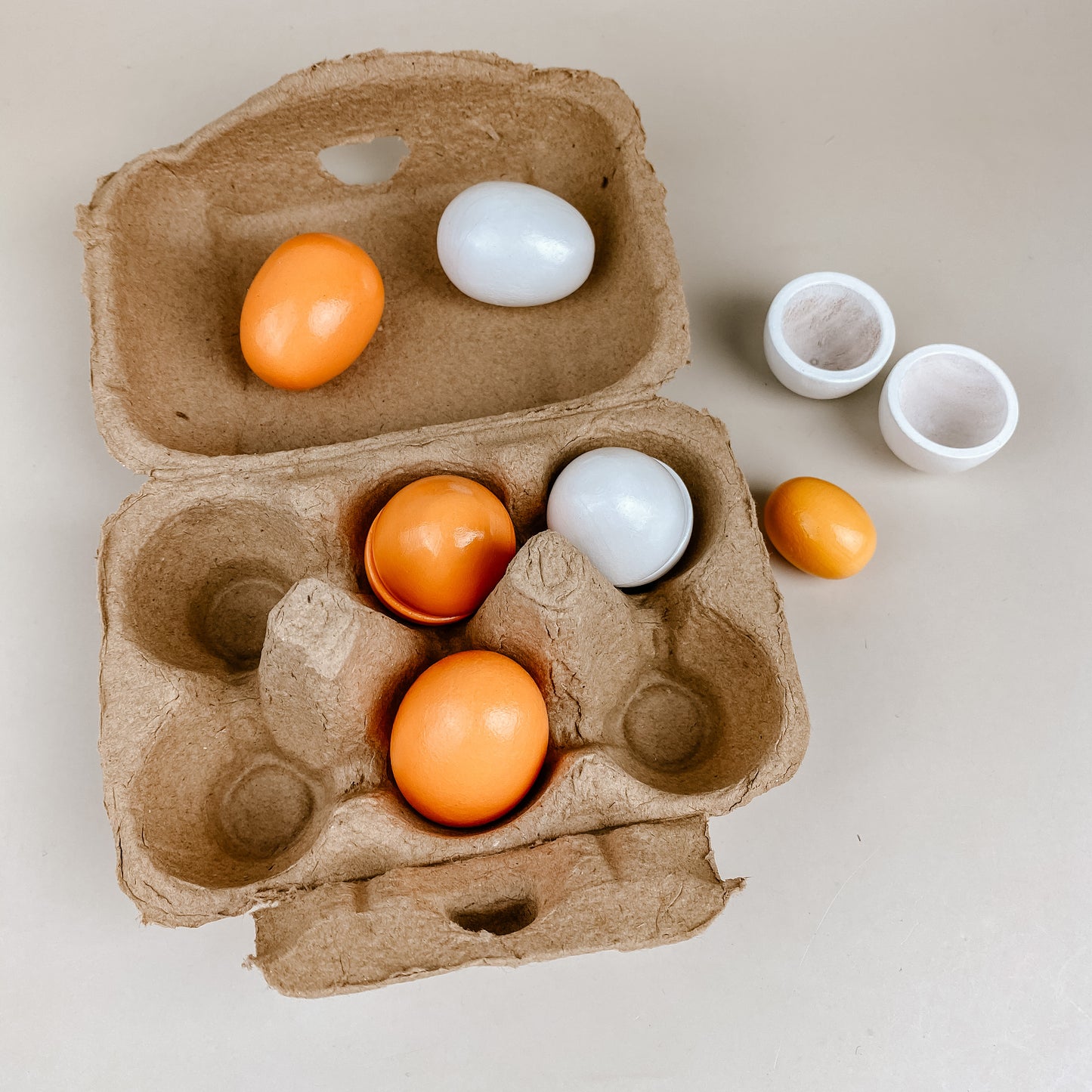 Wooden Half Dozen Egg Set