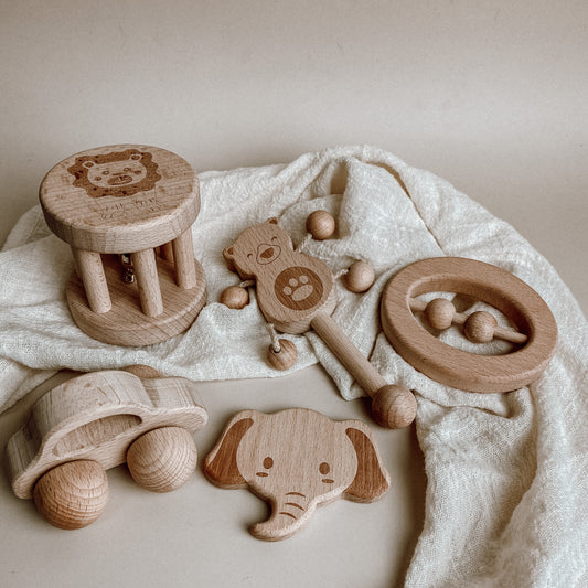 5pc Wooden Rattle & Teether Set