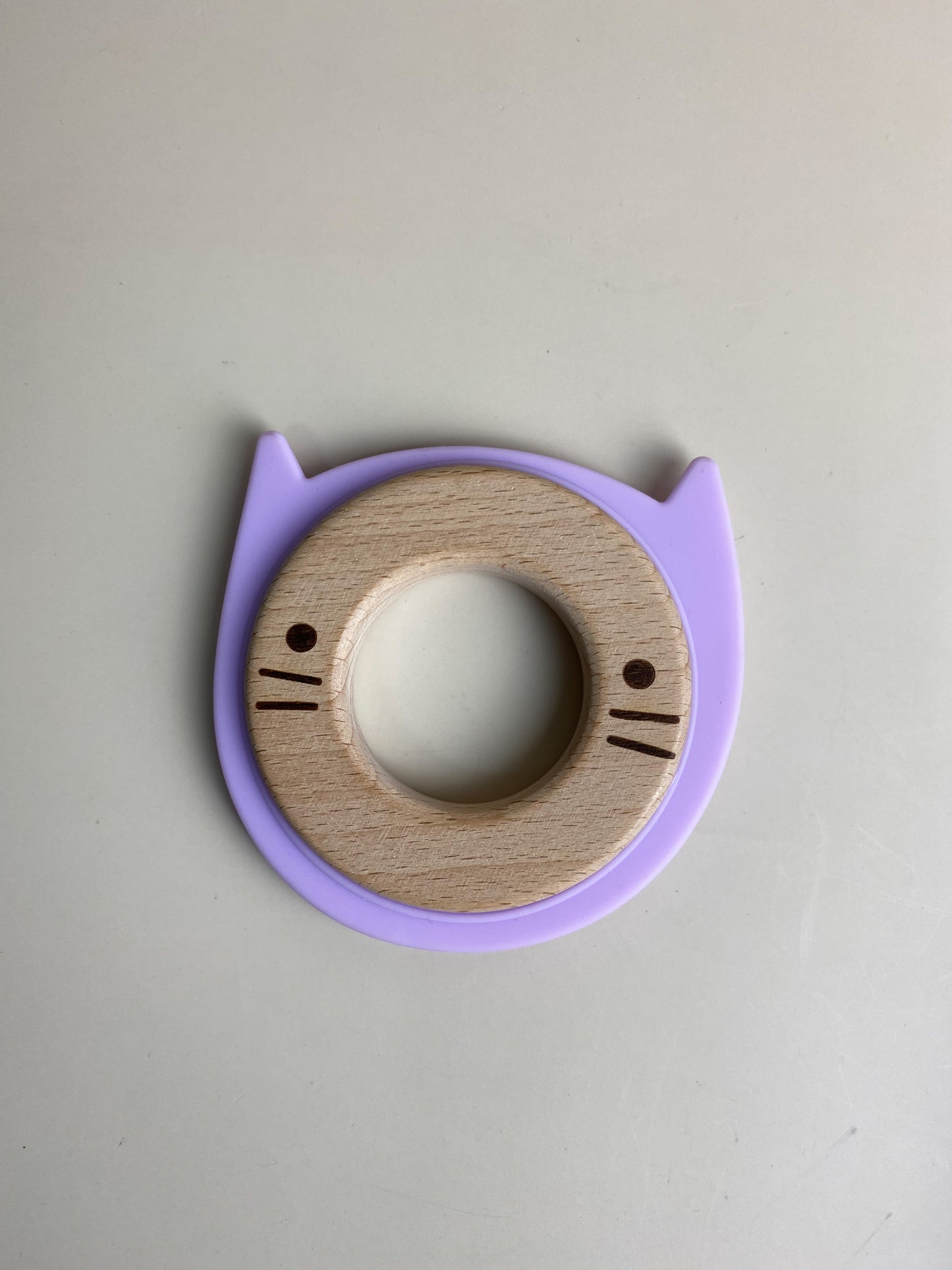 Silicone and Wood Animal Disc Teether