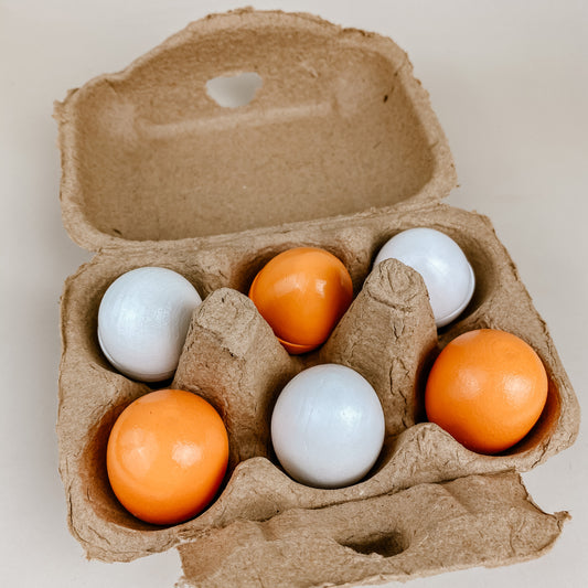 Wooden Half Dozen Egg Set