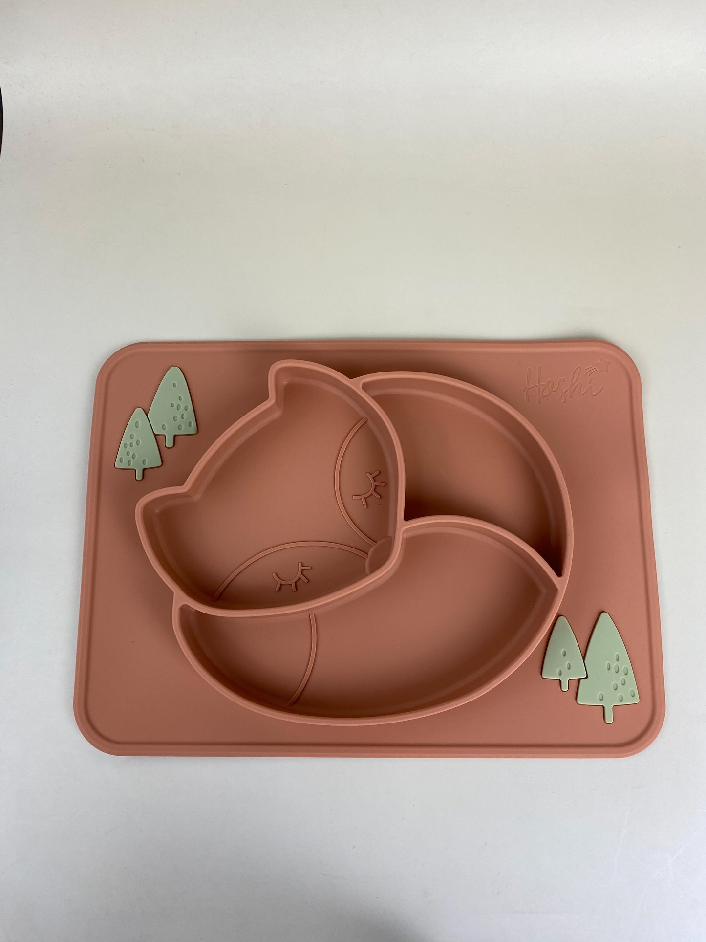Silicone Feeding Placemat Fox Design with Spoon & Fork