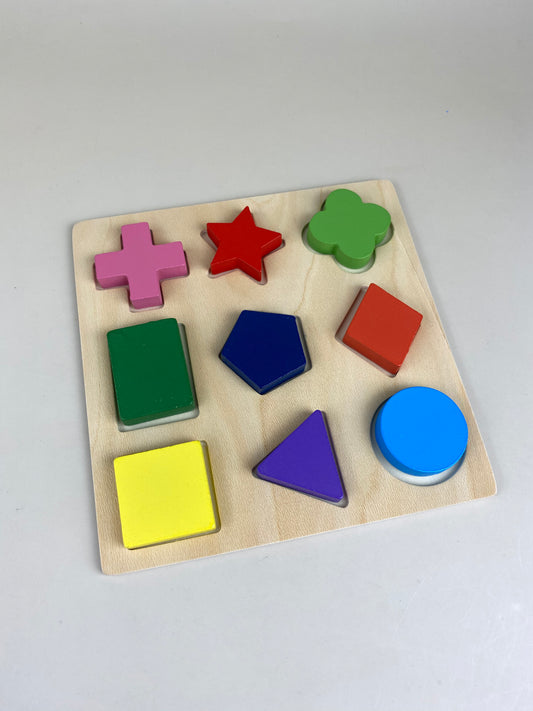 Wooden Geometric Shapes Puzzle Board