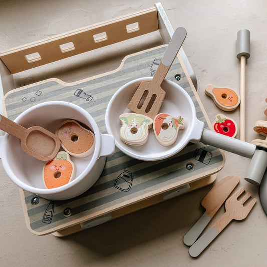 Wooden 2-in-1 Kitchen and Griller Toy Set