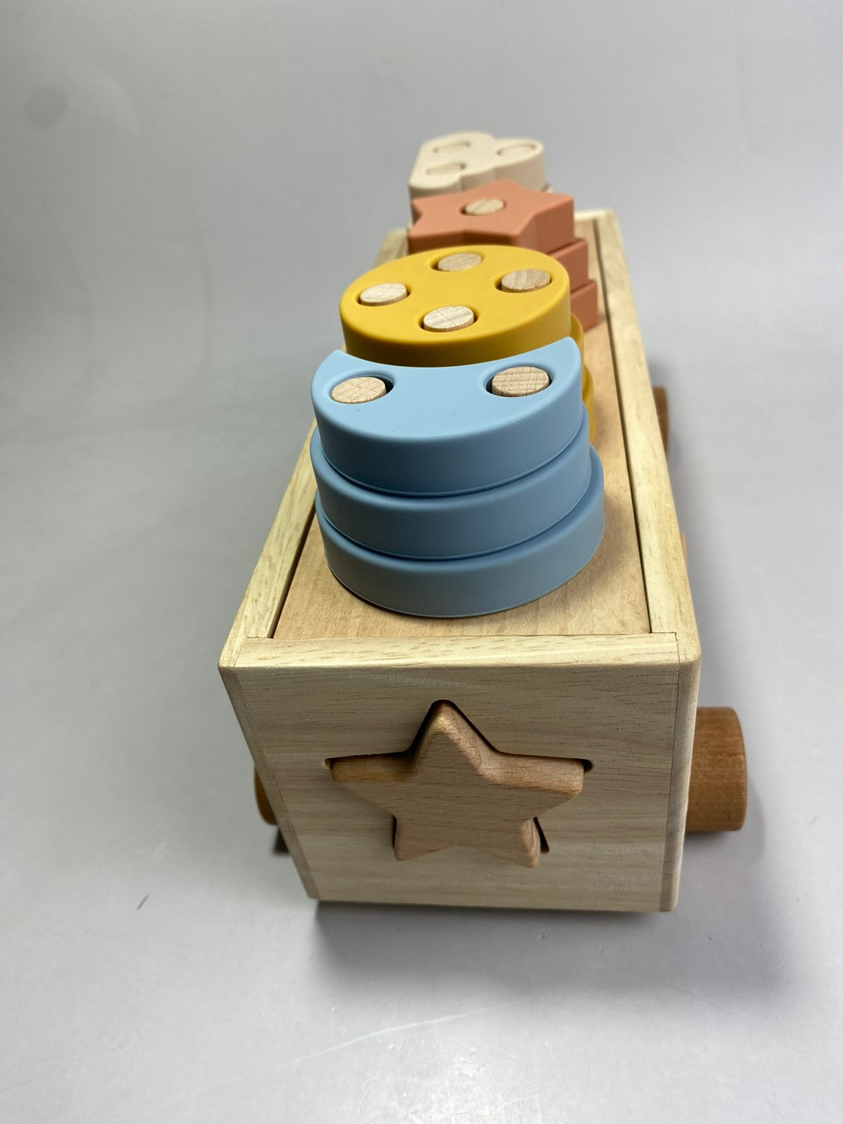 Silicone Animal and Celestial Shape Sorter with Wooden Base