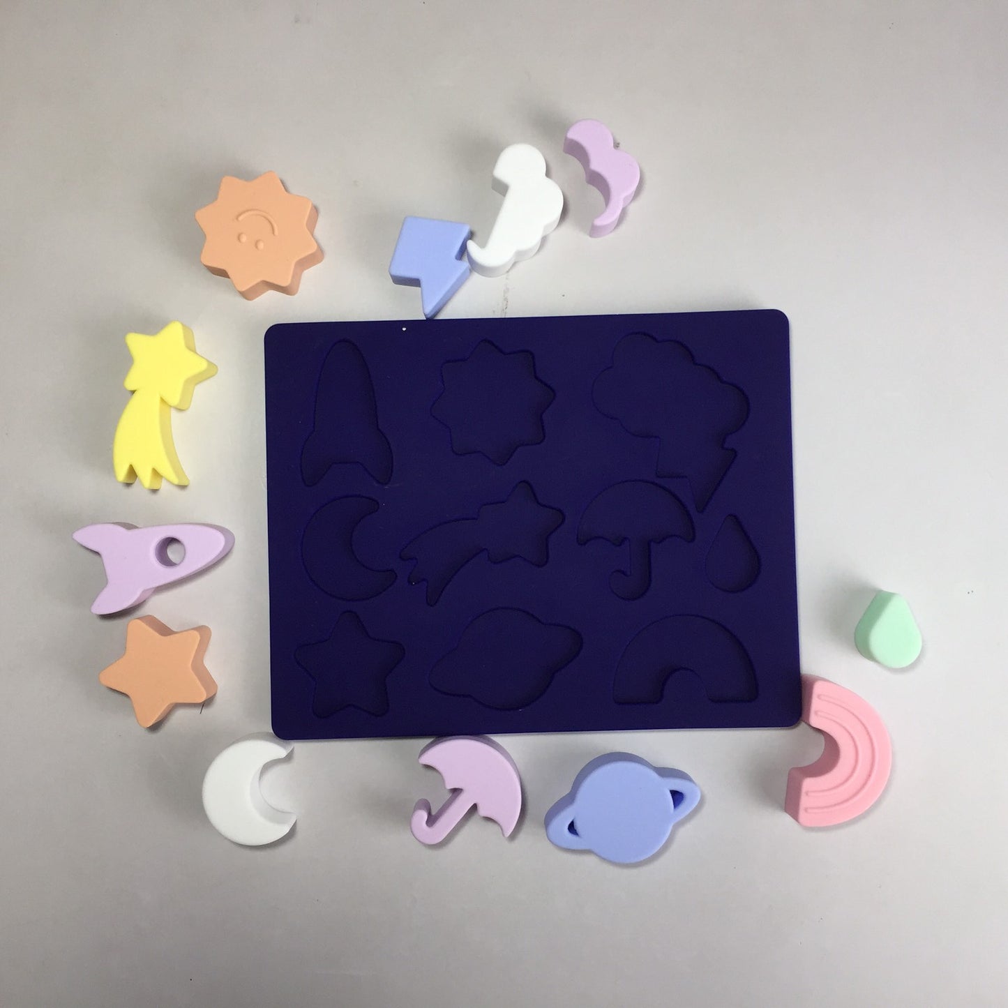 Silicone Weather and Cosmic Shape Puzzle Board