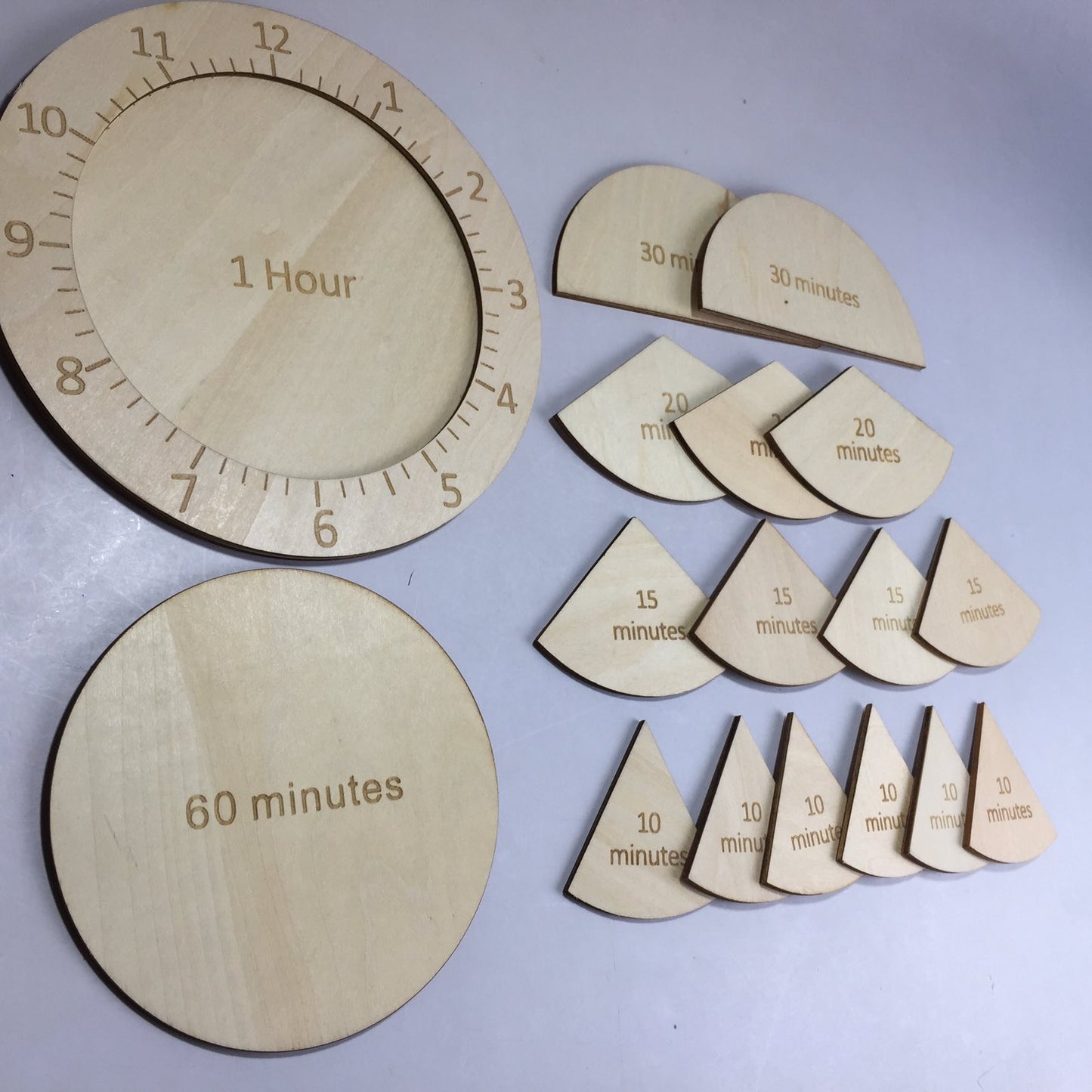 Wooden Time Fraction Learning Clock