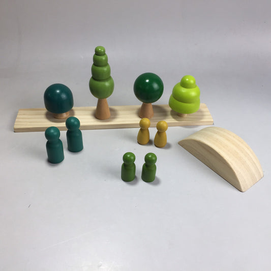 Wooden Trees and Pegs Stacking Block